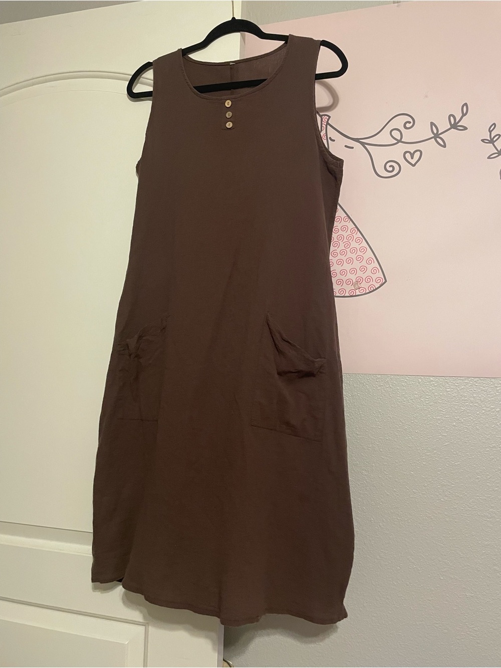 Sleeveless Brown Pocket Dress - Casual Everyday Style